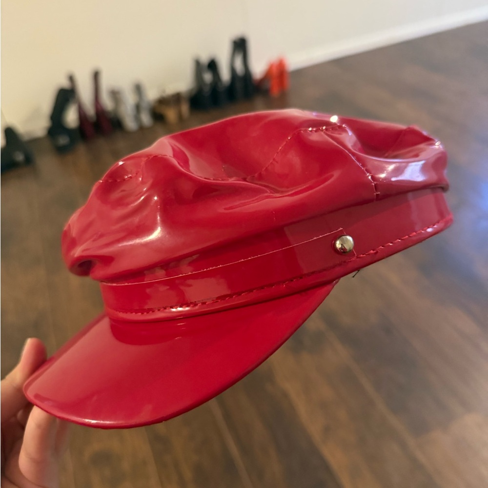 Shiny Red Baker Boy Hat